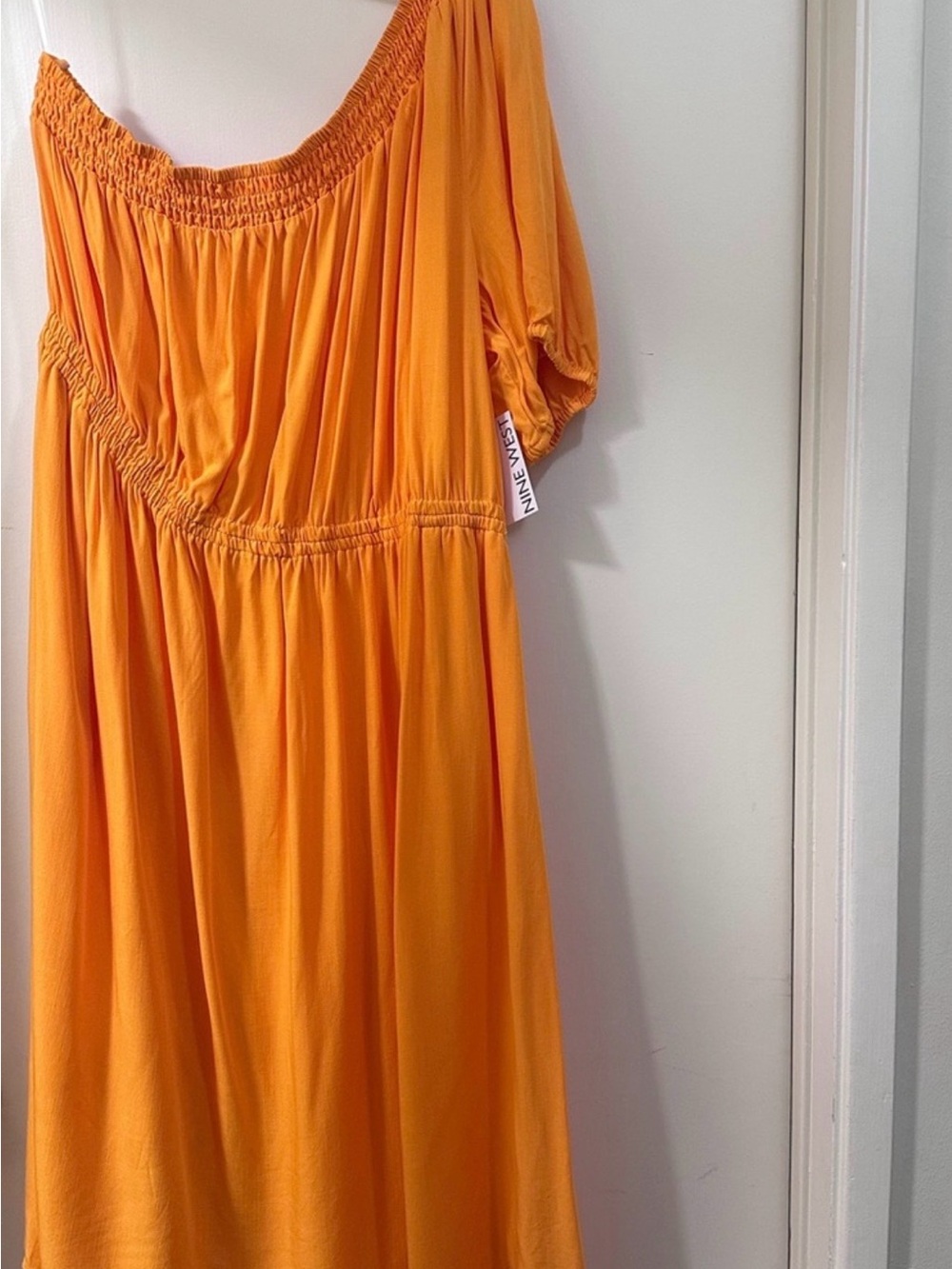 Nine West Orange One-Shoulder Asymmetrical Dress
